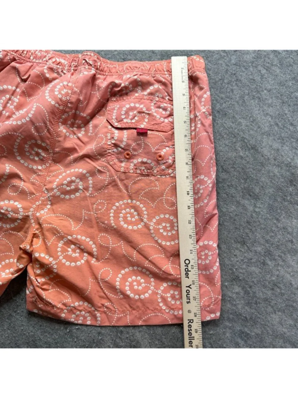 Tommy Bahama Swim Trunks Men L Orange Nylon Lined Geometric Built in Brief 18